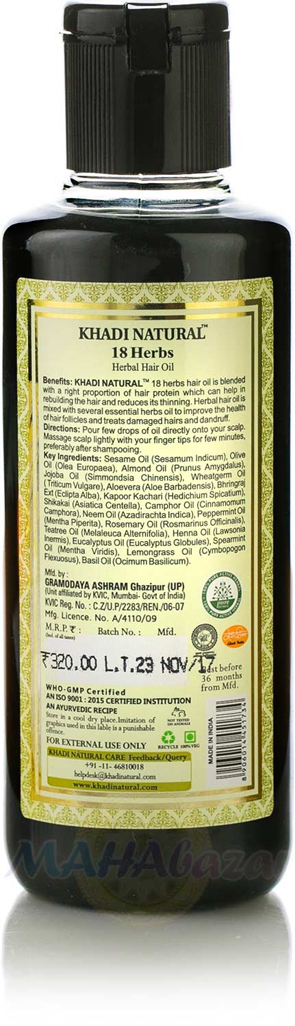 Buy Hair Oil 18 Herbs, 210 ml, Khadi