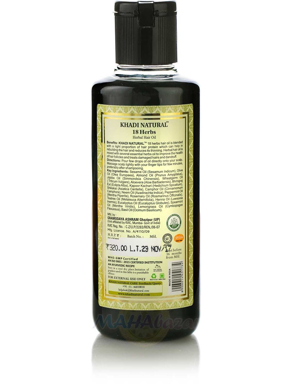Buy Hair Oil 18 Herbs, 210 ml, Khadi