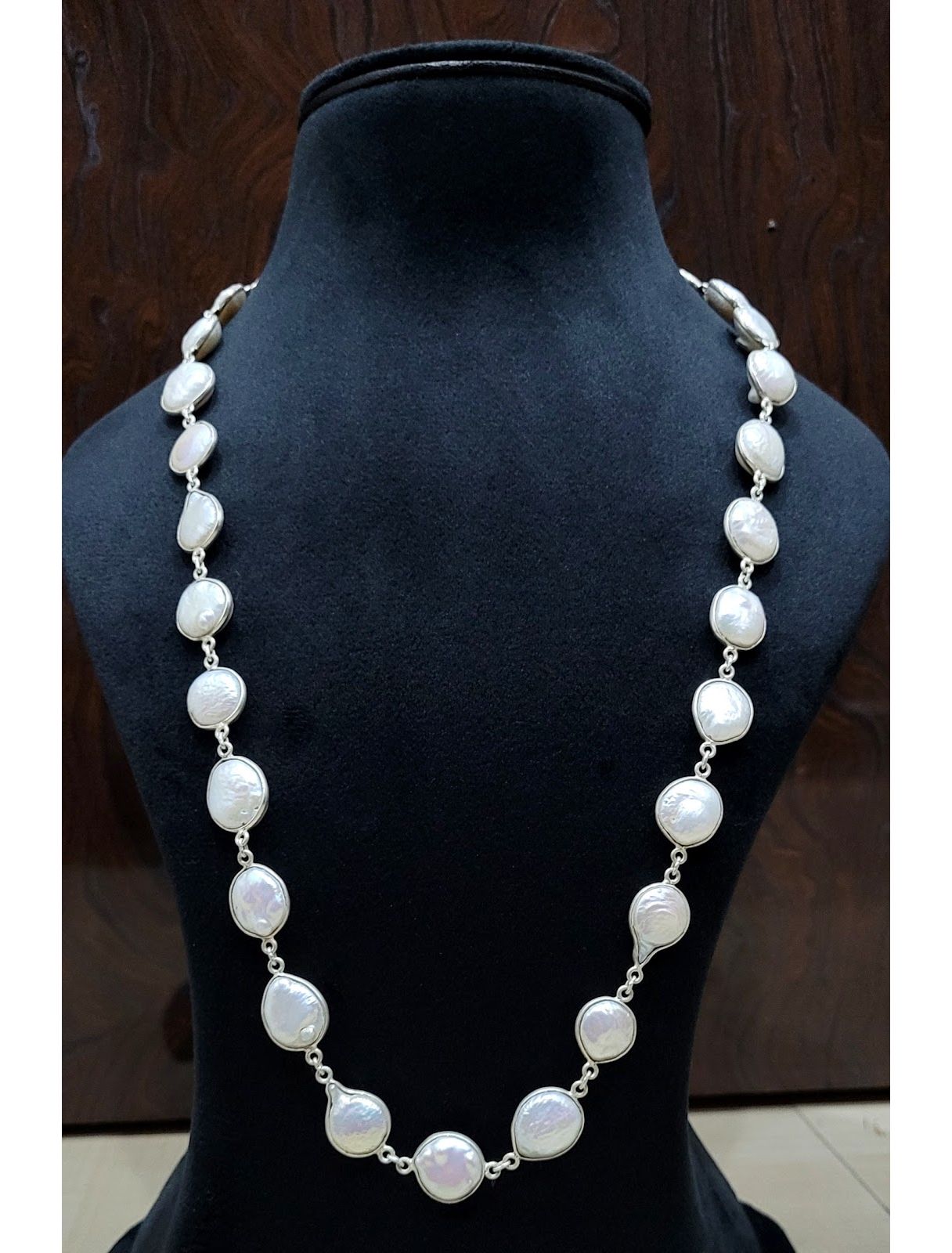 Jewelry :: Beads :: Silver necklace with Pearls, L-70 cm, 64.70 g